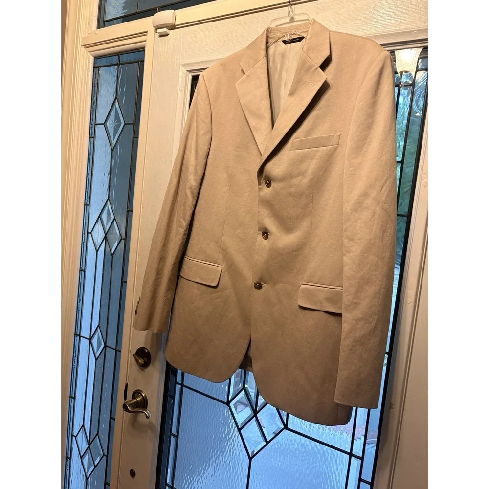 Banana Republic Modern Beige Jacket 44R, Linen Blend, Excellent Condition